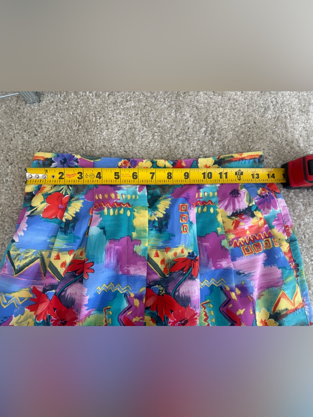 Vintage Men’s Pleated Shorts Vibrant Funky Colorful Floral Geometric Print 28 - Picture 10 of 10